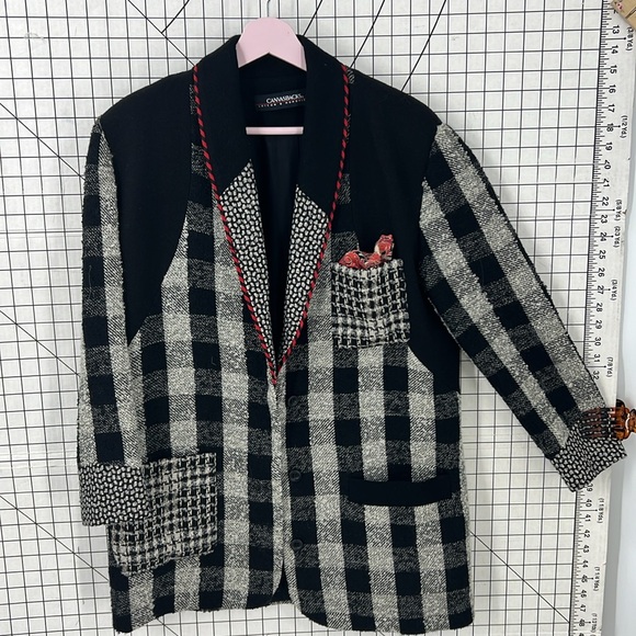 Canvas backs Lutton & horsField vintage check print art wear wool blend blazer M - Picture 10 of 14